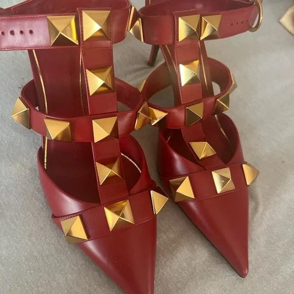 Valentino Red Studded Heels - Picture 12 of 16